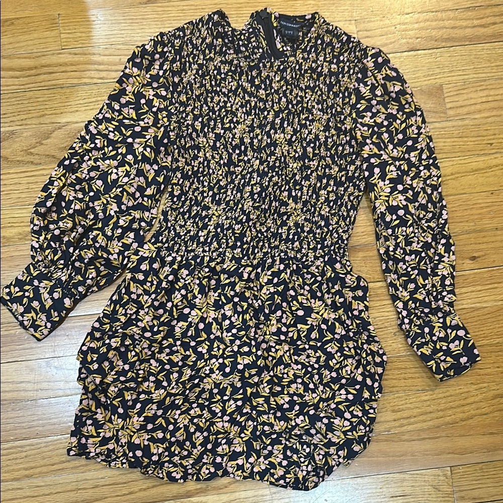 French Connection Black Sheath Dress with Bishop Sleeves